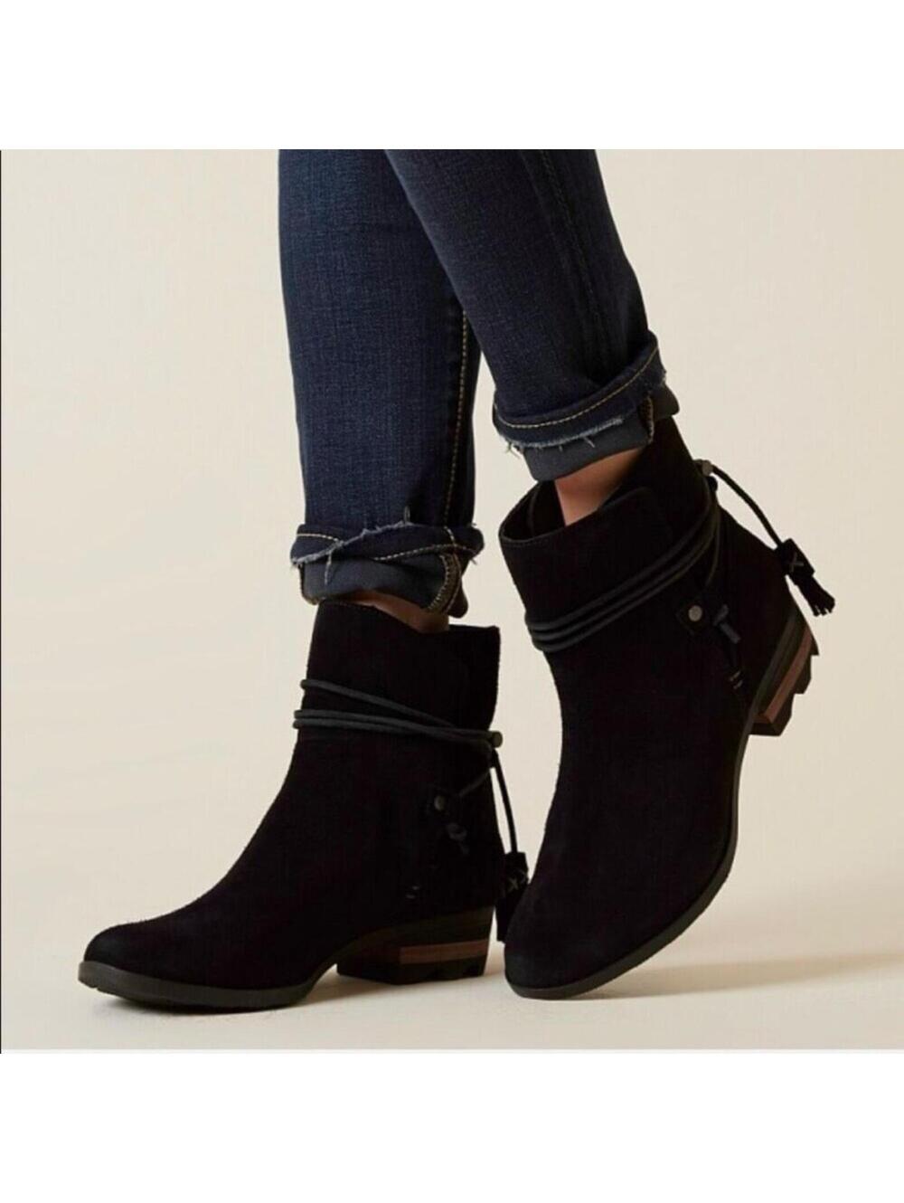 Sorel Farah ankle booties leather suede tassel boho western core festival